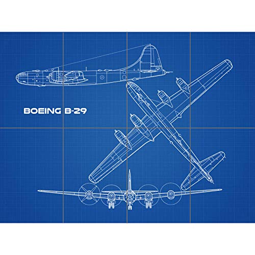 Artery8 Boeing B-29 Superfortress Flugzeug-Blauprachtplan XL Riesen-Panel-Poster (8 Abschnitte) von Artery8