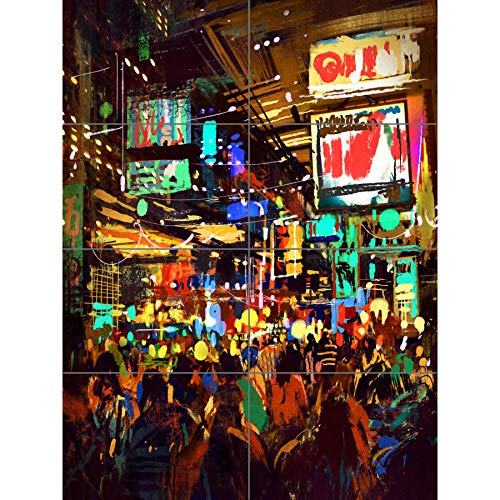 Artery8 Crowded Cityscape at Night XL Giant Panel Poster (8 Sections) Stadtbild Nacht von Artery8