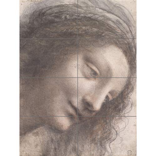 Da Vinci Head Virgin Three-Quarter View Facing Right Drawing XL Giant Panel Poster (8 Sections) Aussicht Zeichnung von Artery8