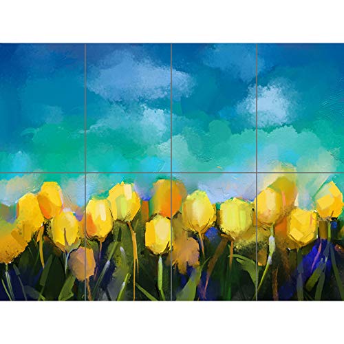 Artery8 Flower Yellow Tulips Painting XL Giant Panel Poster (8 Sections) Blume Gelb Gemälde von Artery8