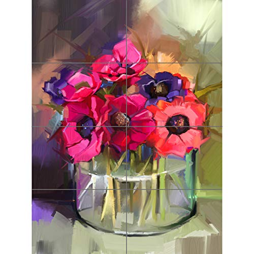 Artery8 Flowers Bouquet Anemones XL Giant Panel Poster (8 Sections) Blumen von Artery8