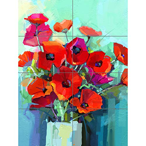 Artery8 Flowers Red Bouquet Vase XL Giant Panel Poster (8 Sections) Blumen von Artery8