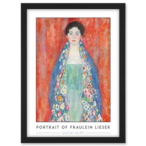 Artery8 Gustav Klimt Lost Painting Portrait of Fraulein Lieser Reproduction Vintage Artwork Framed A3 Wall Art Print von Artery8