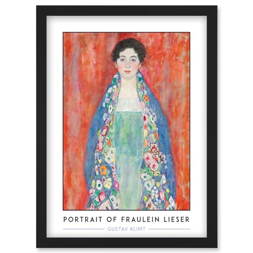 Artery8 Gustav Klimt Lost Painting Portrait of Fraulein Lieser Reproduction Vintage Artwork Framed Wall Art Print A4 von Artery8