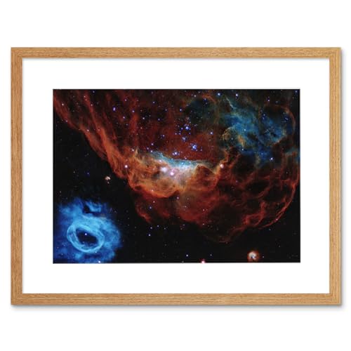 Artery8 Hubble Space Telescope Image Cosmic Reef Red And Blue Nebula Cosmic Starbirth Interstellar Gas Satellite Galaxy Artwork Framed Wall Art Print 12X16 Inch von Artery8