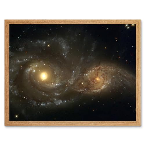 Artery8 Hubble Space Telescope Image Interacting Spiral Galaxies NGC 2207 And IC 2163 In Near Collision Cosmic Dance Art Print Framed Poster Wall Decor 12x16 inch von Artery8