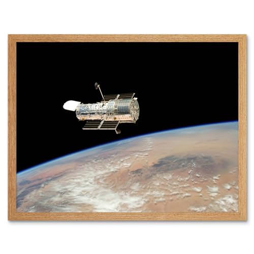 Artery8 Hubble Space Telescope Image The Hubble's Final Release Over Earth By Space Shuttle Atlantis Crew In 2009 Servicing Mission 4 Art Print Framed Poster Wall Decor 12x16 inch von Artery8