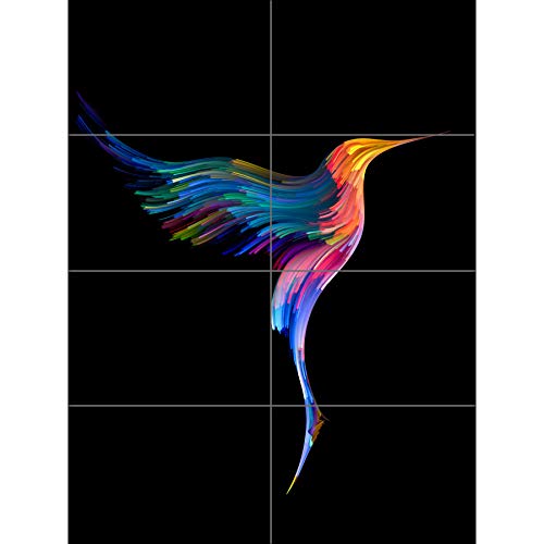 Artery8 Kolibri bunt auf schwarz Kunstplakat Großer mehrteiliger Druck von Artery8