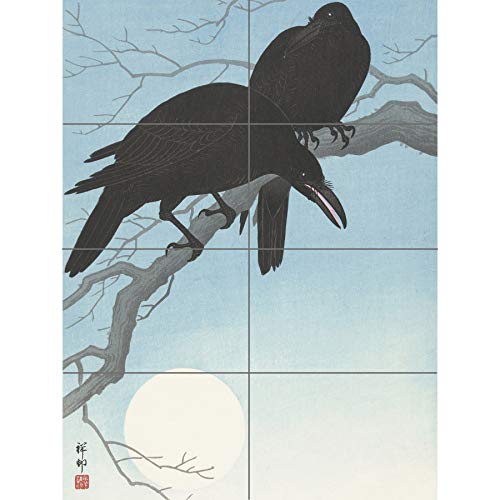 Artery8 Koson Ohara Two Crows Tree Branch Japanese Woodcut XL Giant Panel Poster (8 Sections) Baum japanisch Holz von Artery8