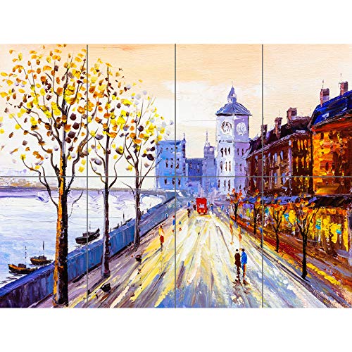 Artery8 London Cityscape Painting XL Giant Panel Poster (8 Sections) Stadtbild Gemälde von Artery8