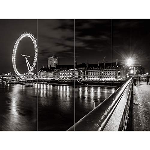 Artery8 London Eye Black And White Night XL Giant Panel Poster (8 Sections) Nacht von Artery8