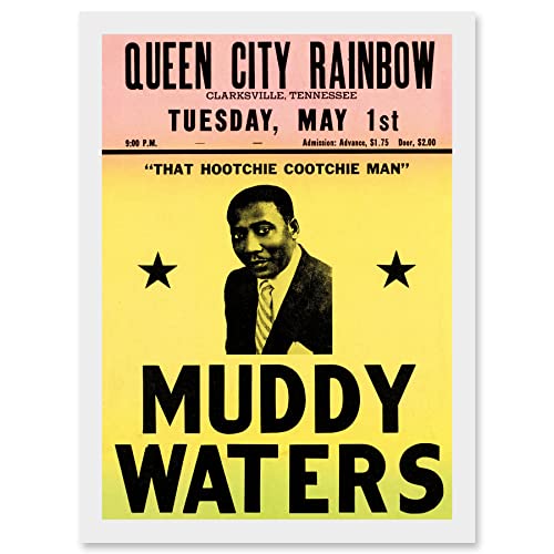 Artery8 Music Concert Advert Muddy Waters Legend Blues USA Hootchie Cootchie Man Artwork Framed A3 Wall Art Print von Artery8