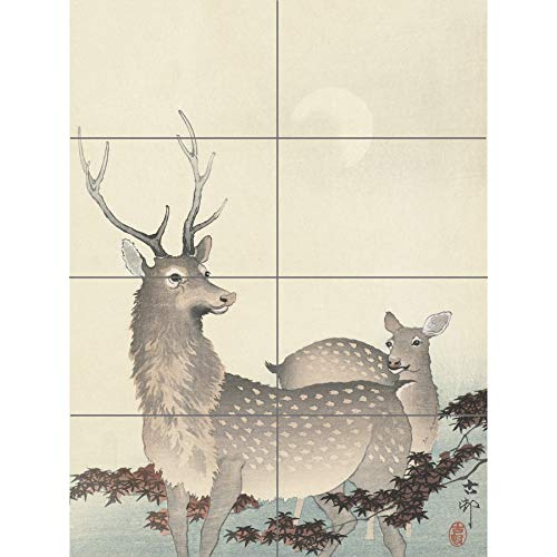 Artery8 Ohara Koson Two Deer Japanese Painting XL Giant Panel Poster (8 Sections) Hirsch japanisch Gemälde von Artery8