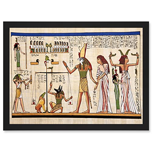 Artery8 Painting Ancient Egyptian Heiroglyphics Horus Thoth Anubis Mural Artwork Framed A3 Wall Art Print Bild Alt Ägypten Mauer von Artery8