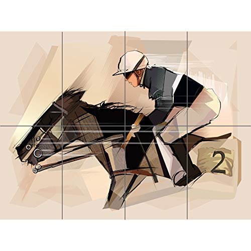 Artery8 Racing Horse And Jockey Grunge XL Giant Panel Poster (8 Sections) Rennen Pferd von Artery8