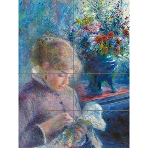Artery8 Renoir Young Woman Sewing Painting XL Giant Panel Poster (8 Sections) Jung Frau Gemälde von Artery8