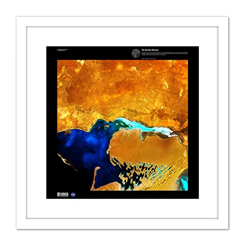 Artery8 Science Map Satellite Dardzha Turkmenistan Caspian 9X9 Inch Square Wooden Framed Wall Art Print Picture with Mount von Artery8