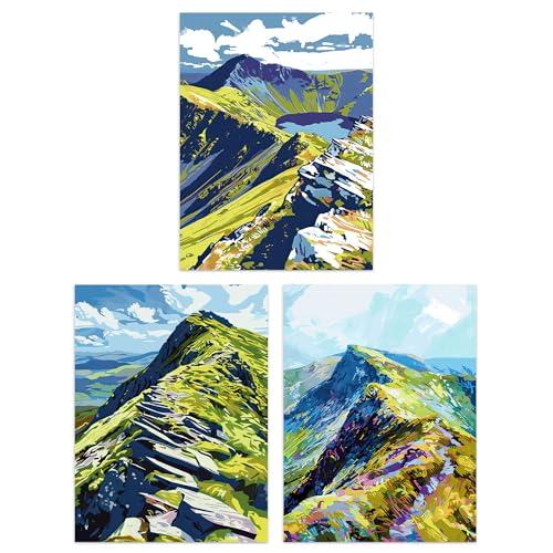 Artery8 Set of 3 Lake District Helvellyn Mountain Range Living Room 12X16 Inch Wall Art Prints Pack von Artery8