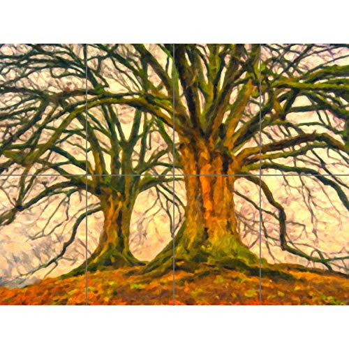 Artery8 Twin Trees Painting XL Giant Panel Poster (8 Sections) Bäume Gemälde von Artery8