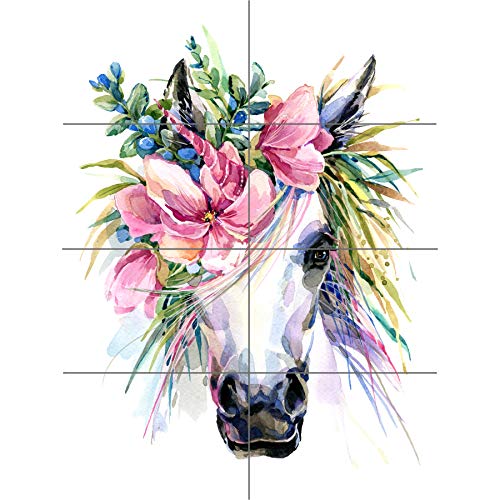 Artery8 Unicorn With Flower Wreath XL Giant Panel Poster (8 Sections) Einhorn Blume von Artery8