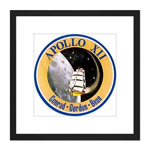 Artery8 Weltraum NASA Apollo 12 Mission Emblem Abzeichen Patch Gerahmter Kunstdruck 20x20 cm von Artery8