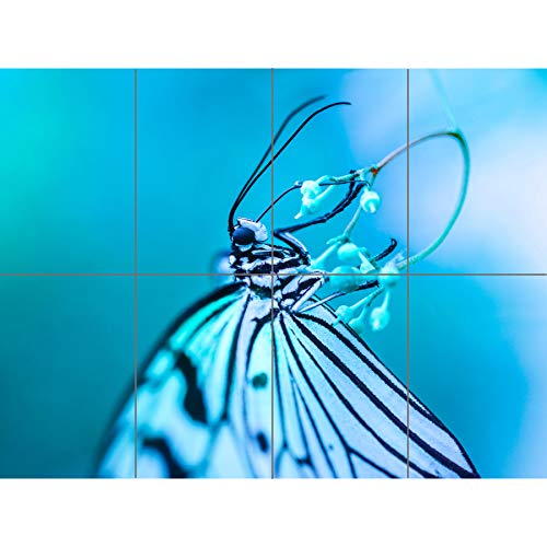 Butterfly In Blue Macro XL Giant Panel Poster (8 Sections) Schmetterling Blau Makro von Artery8