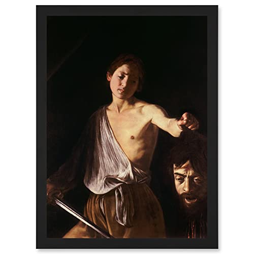 Caravaggio 1610 David With Head Goliath Painting Artwork Framed Wall Art Print A4 von Artery8