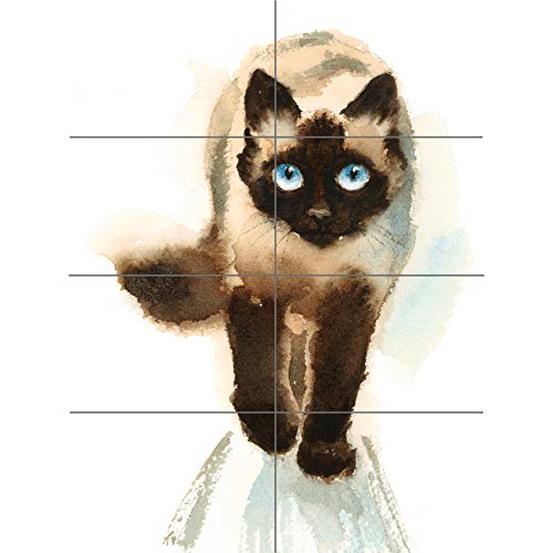 Artery8 Cat Ragdoll Walking Watercolour XL Giant Panel Poster (8 Sections) Aquarell von Artery8