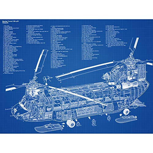 Chinook Helikopter CH-47D Militär-Transport-Patentplan, ungerahmt, Wandkunstdruck, Poster, Heimdekoration, Premium von Artery8