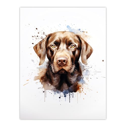 Artery8 Chocolate Labrador Retriever Lovers Gift Watercolour Pet Portrait Painting Artwork Unframed Wall Art Print Poster Home Decor Premium von Artery8