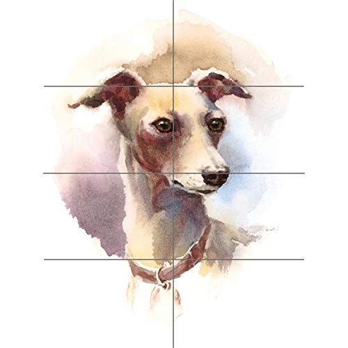 Artery8 Dog Italian Greyhound Watercolour XL Giant Panel Poster (8 Sections) Italienisch Aquarell von Artery8