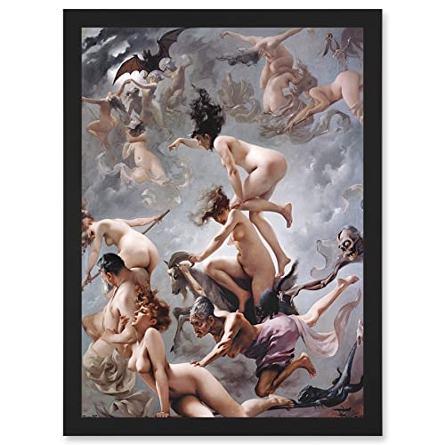 Artery8 Falero Witches Going To Their Sabbath Painting Artwork Framed A3 Wall Art Print Bild Mauer von Artery8