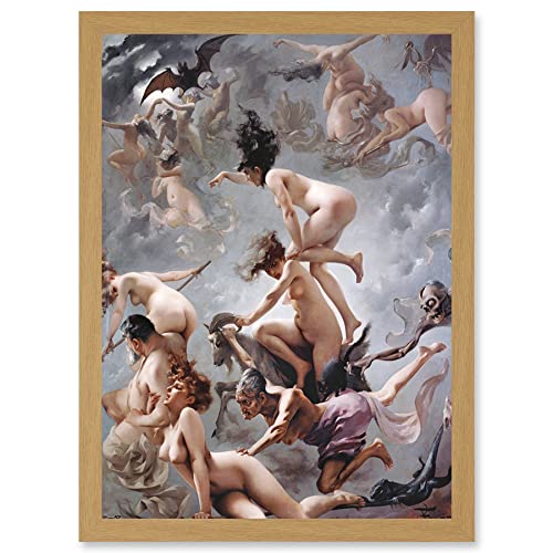 Falero Witches Going To Their Sabbath Painting Artwork Framed A3 Wall Art Print Bild Mauer von Artery8