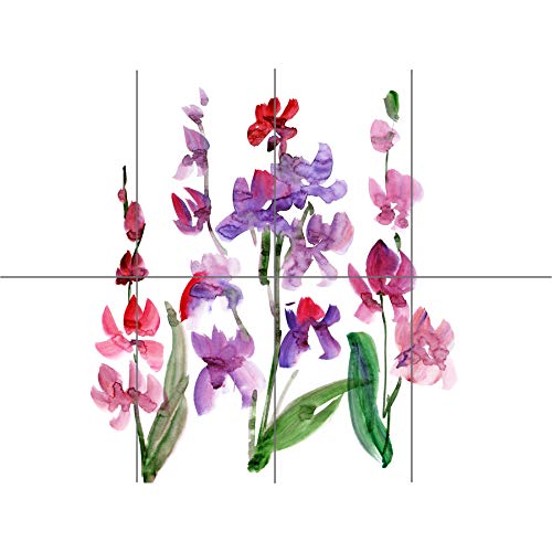 Flower Orchid Watercolour XL Giant Panel Poster (8 Sections) Blume Aquarell von Artery8