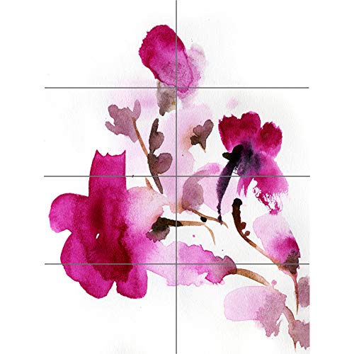 Flower Pink Watercolour XL Giant Panel Poster (8 Sections) Blume Rosa Aquarell von Artery8