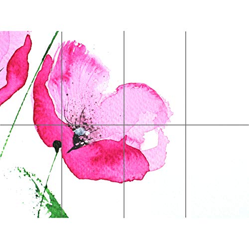 Flower Poppy Watercolour XL Giant Panel Poster (8 Sections) Blume Aquarell von Artery8