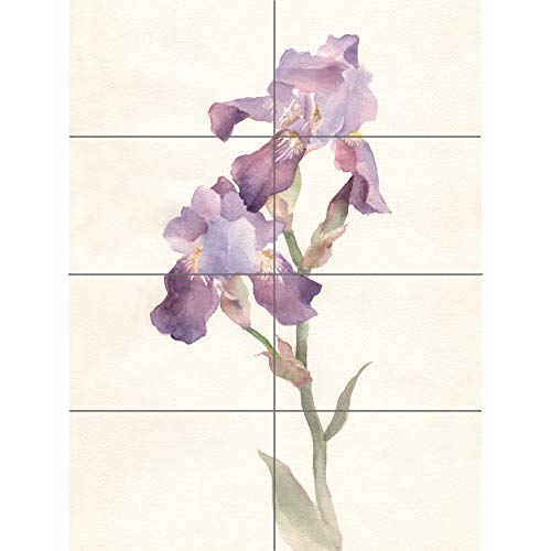 Flower Violet Iris Watercolour XL Giant Panel Poster (8 Sections) Blume Aquarell von Artery8