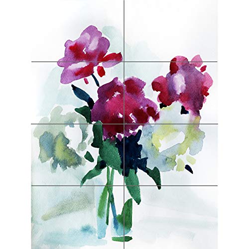 Artery8 Flower Watercolour Peonies XL Giant Panel Poster (8 Sections) Blume Aquarell von Artery8