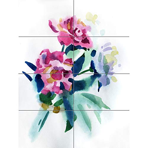 Artery8 Flower Watercolour Peony XL Giant Panel Poster (8 Sections) Blume Aquarell von Artery8