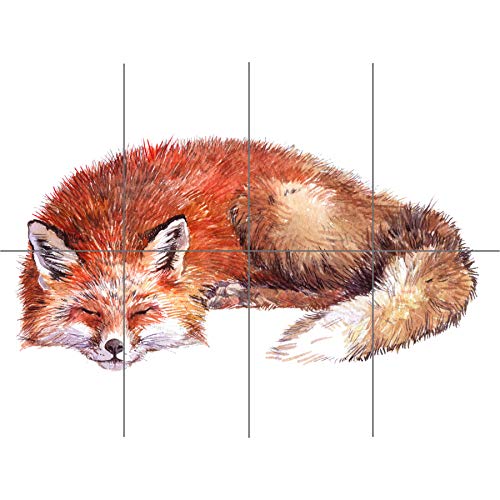 Artery8 Fox Sleeping Watercolour XL Giant Panel Poster (8 Sections) Aquarell von Artery8