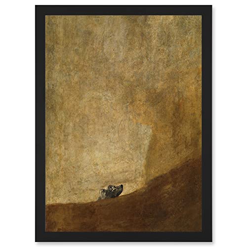 Artery8 Francisco Goya The Dog Reproduction Painting Artwork Framed A3 Wall Art Print von Artery8