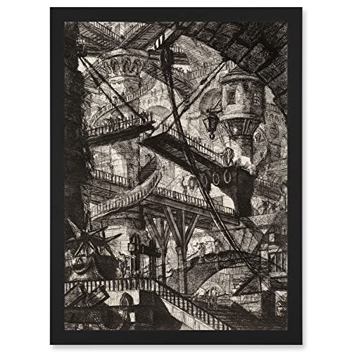 Giovanni Battista Piranesi Drawbridge Plate 7 Etching Artwork Framed Wall Art Print A4 von Artery8