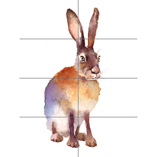 Artery8 Hare Watercolour Isolated XL Giant Panel Poster (8 Sections) Aquarell von Artery8