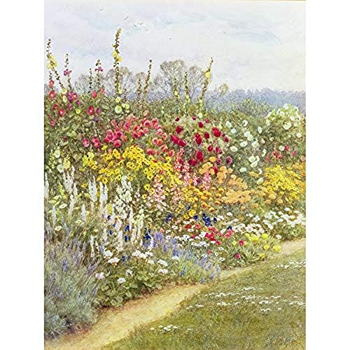 Artery8 Helen Allingham Herbaceous Border Garden Flowers Painting Art Print Canvas Premium Wall Decor Poster Mural Garten Blumen Gemälde Wand Deko von Artery8