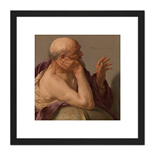 Artery8 Hendrick Ter Brugghen Heraclitus Painting 8X8 Inch Square Wooden Framed Wall Art Print Picture with Mount von Artery8