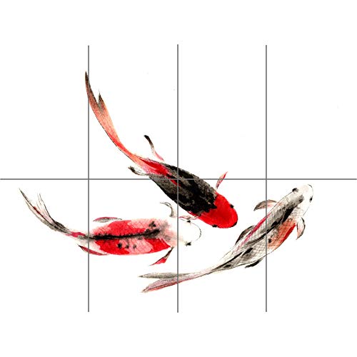 Japanese Koi Fish Black And Red XL Giant Panel Poster (8 Sections) japanisch FISCH von Artery8