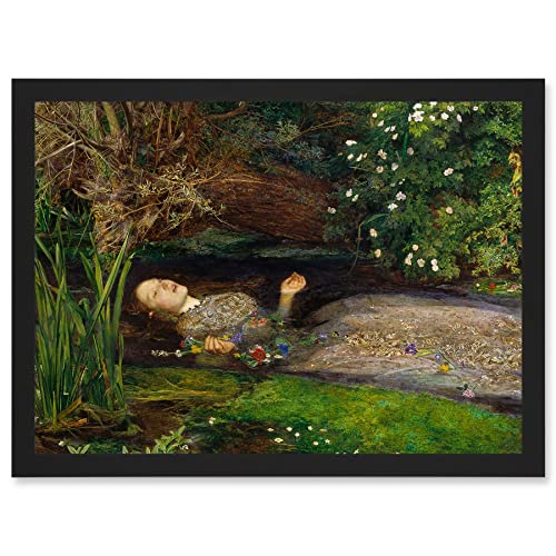 John Everett Millais Ophelia Close Up A4 Artwork Framed Wall Art Print Nahansicht Mauer von Artery8