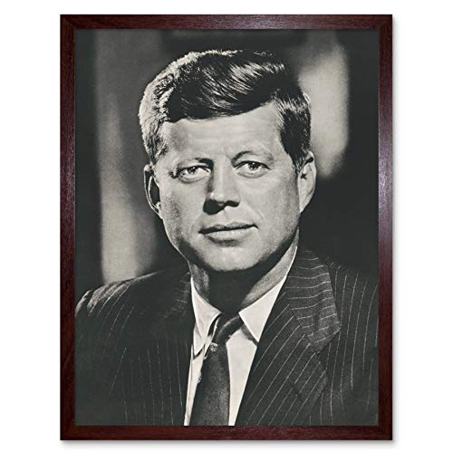 John F Kennedy Portrait President Usa Bw Photo Art Print Framed Poster Wall Decor 12x16 inch Porträt Präsident Fotografieren Wand Deko von Artery8