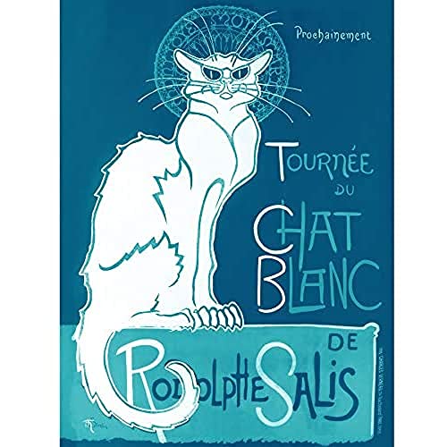 Artery8 Le Chat Blanc De Rodolphe Salis White Black Cat Art Print Canvas Premium Wall Decor Poster Mural Wand Deko von Artery8