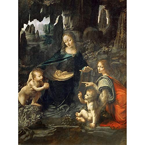 Leonardo Da Vinci Virgin Of The Rocks Gemälde Kunstdruck Leinwand Premium Wanddekoration Poster Wandbild von Artery8